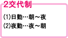 夜勤の種類「2交代制」